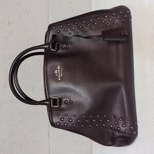 Vintage Coach Margo Carryall Merlot Leather Studded Bag Crossbody Strap